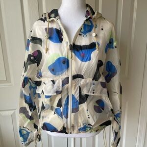 The North Face Kids Hooded Rain Jacket - White with Blue, Green & Purple Print